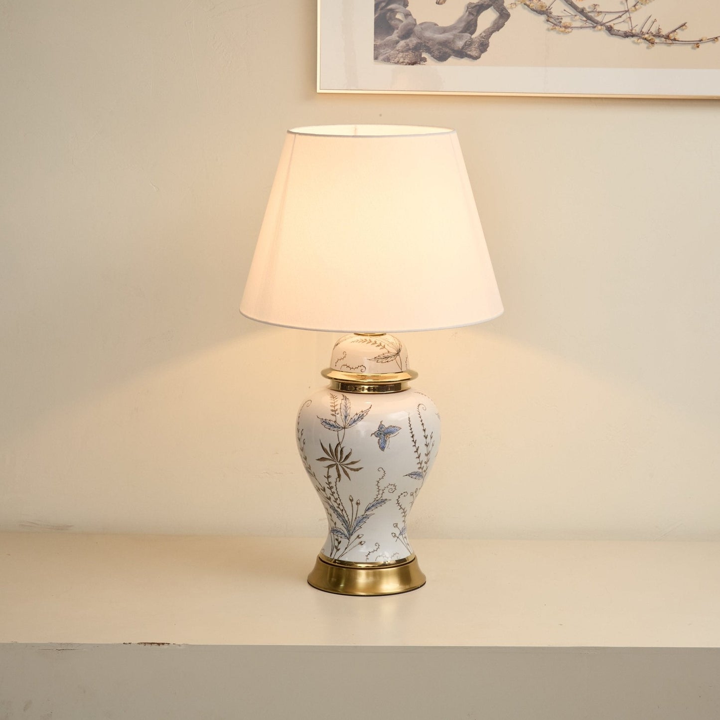 Gilt Accented Ceramic Table Lamp