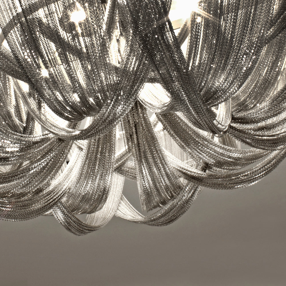 Italian Designer Silver Chain Ceiling Light