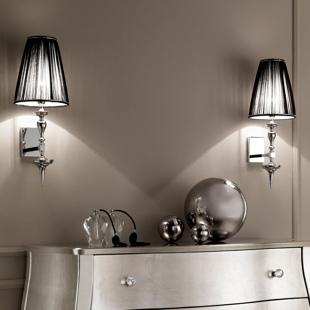 Italian Designer Modern Chrome And Black Wall Light
