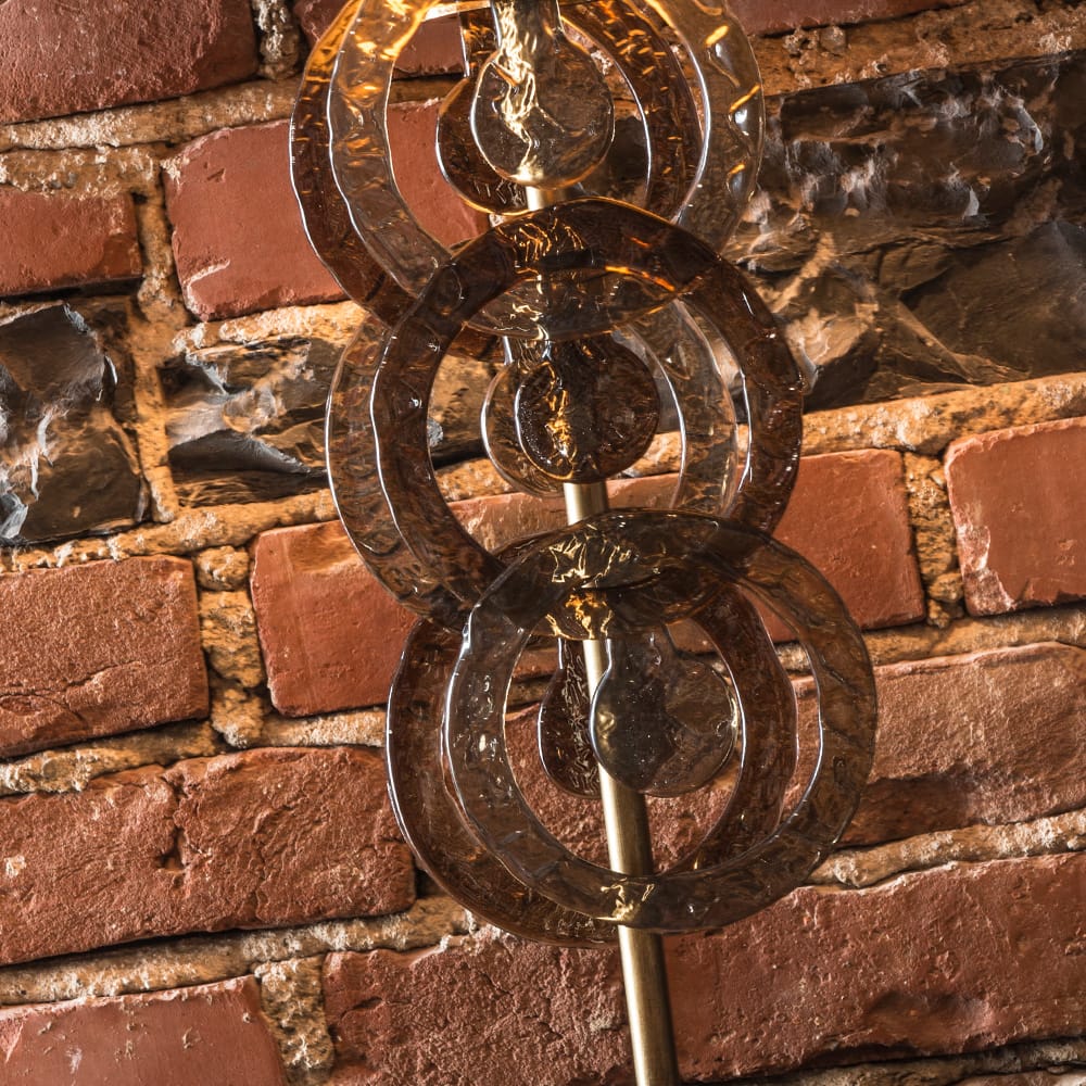 Luxurious Italian Antique Brass Glass Rings Table Lamp