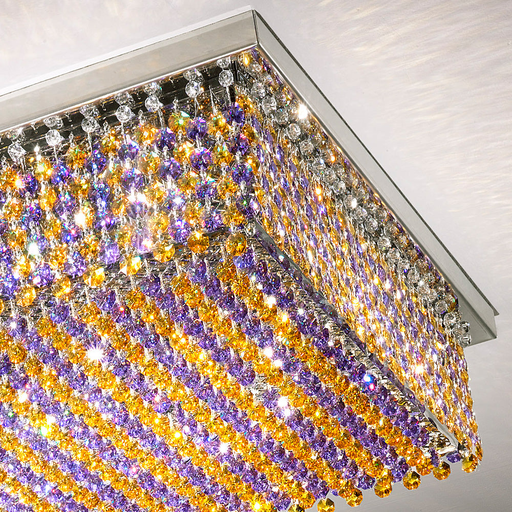 Opulent Square Multicolour Crystal Ceiling Light