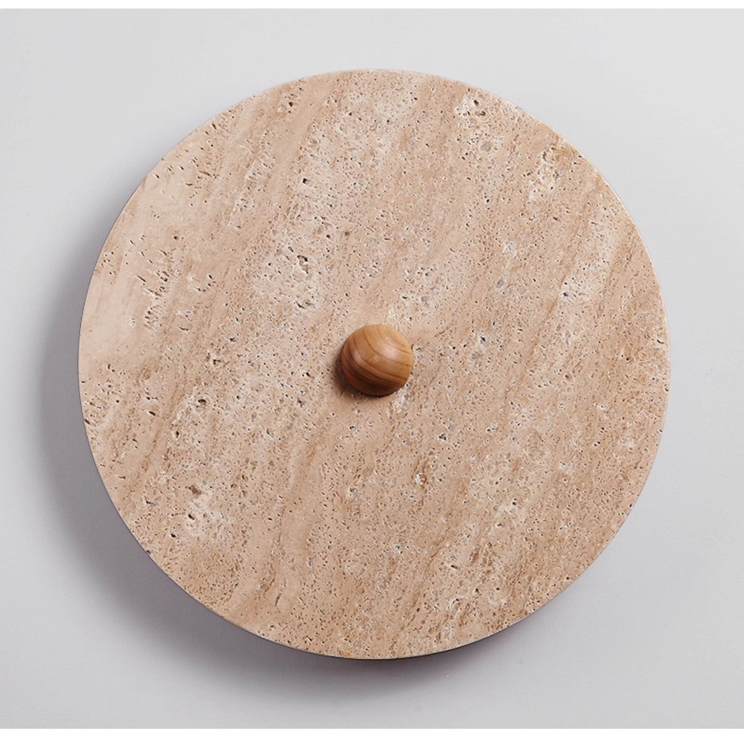 Round Travertine Disk Wall Lamp