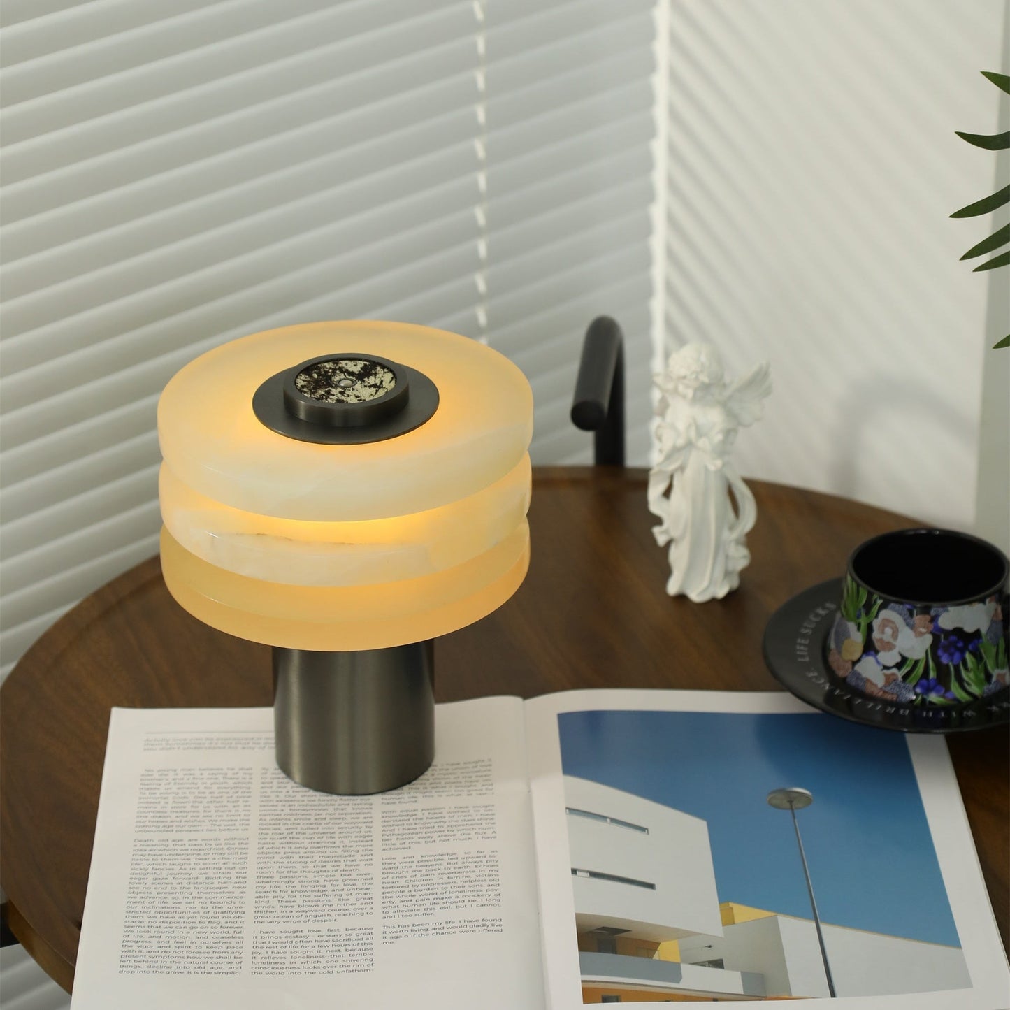 Tiered Obelisk Alabaster Table Lamp