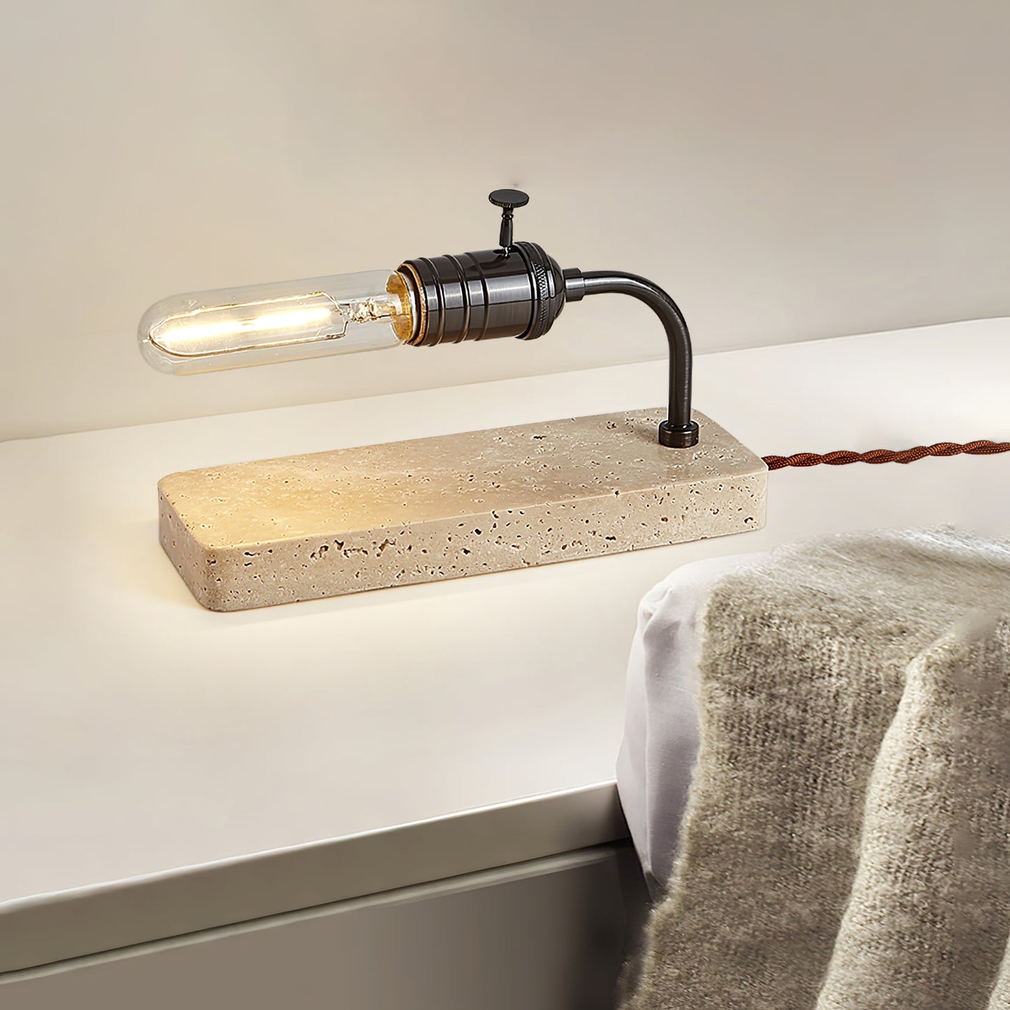 Travertine Vintage Tube Table Lamp