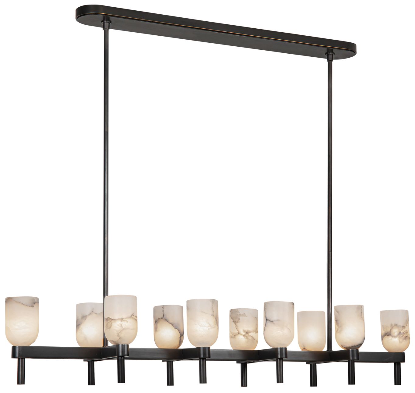 Alora Lucian E12 52-in Urban Bronze/Alabaster Linear Pendant