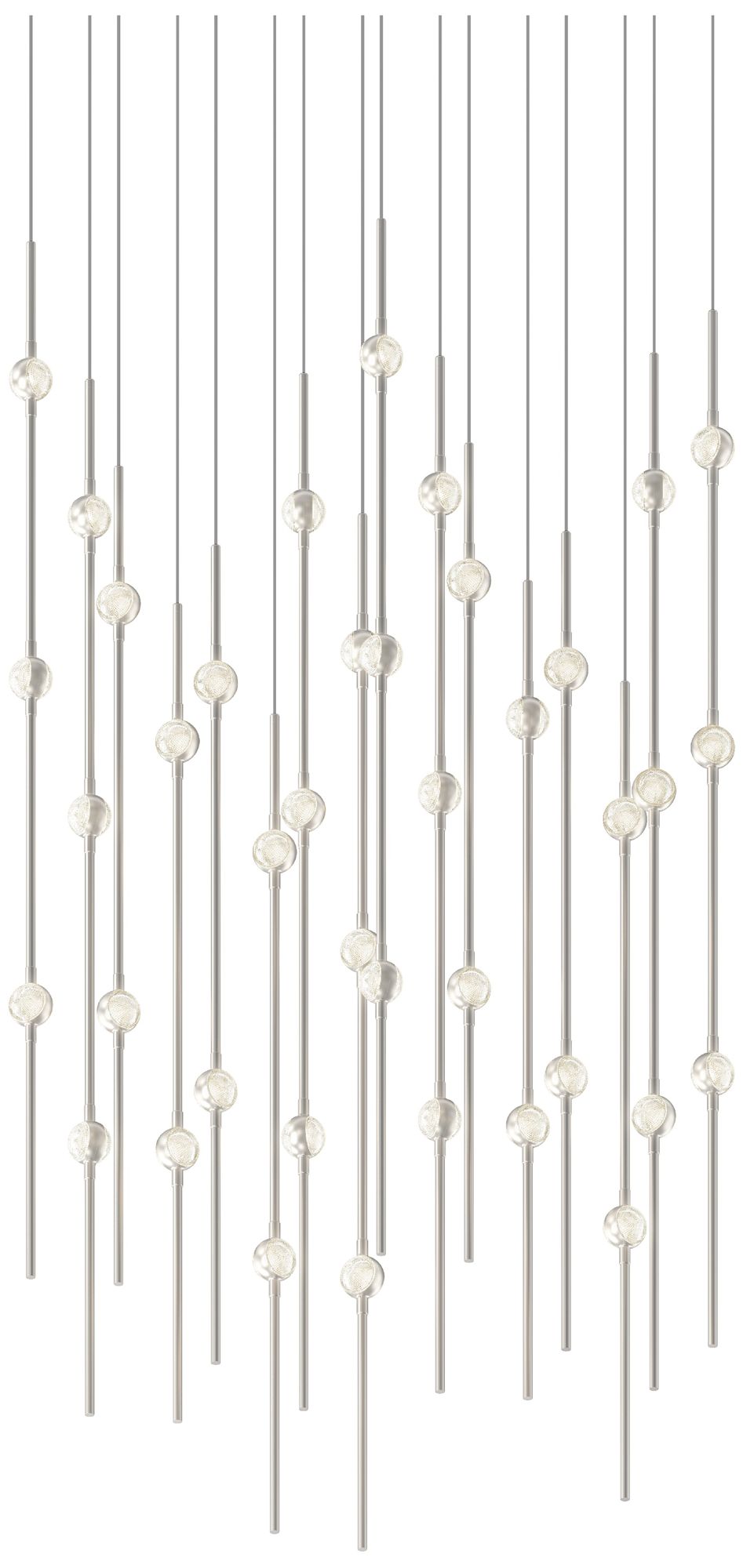 Aries 21.5"W Square Nickel 2700K Long Clear Shade LED Pendant