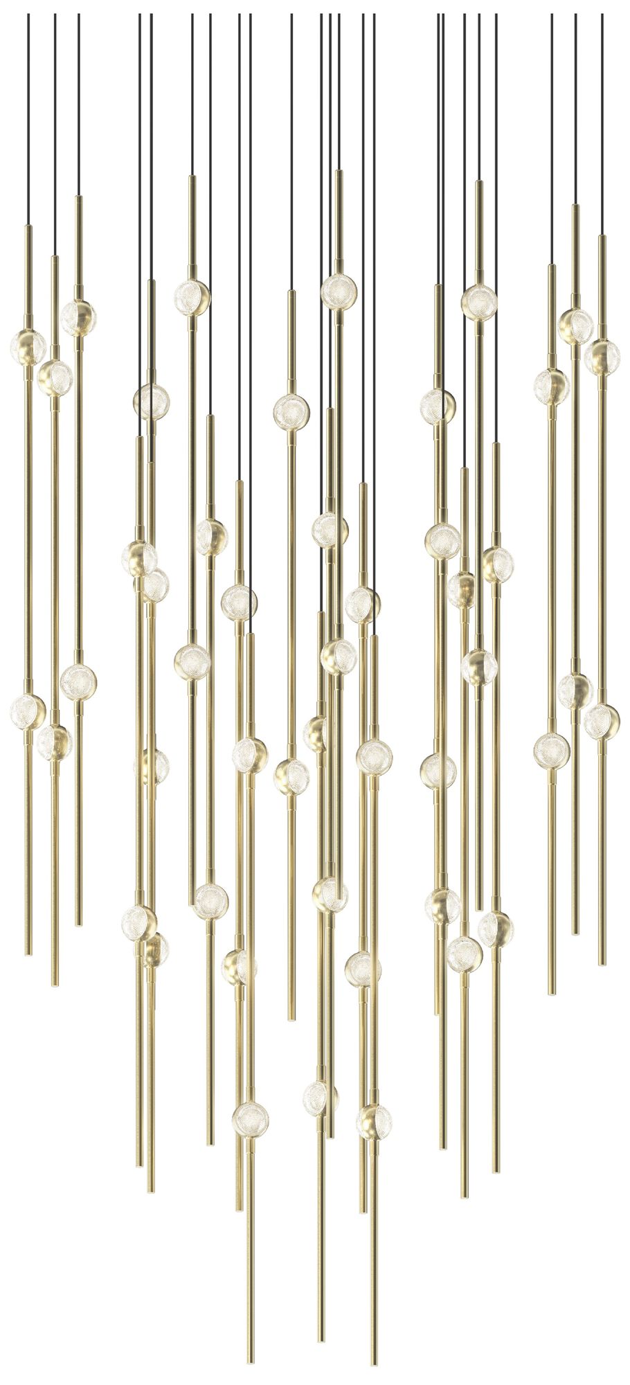 Aries 24.75"W Round Brass 3000K Long Clear Shade LED Pendant