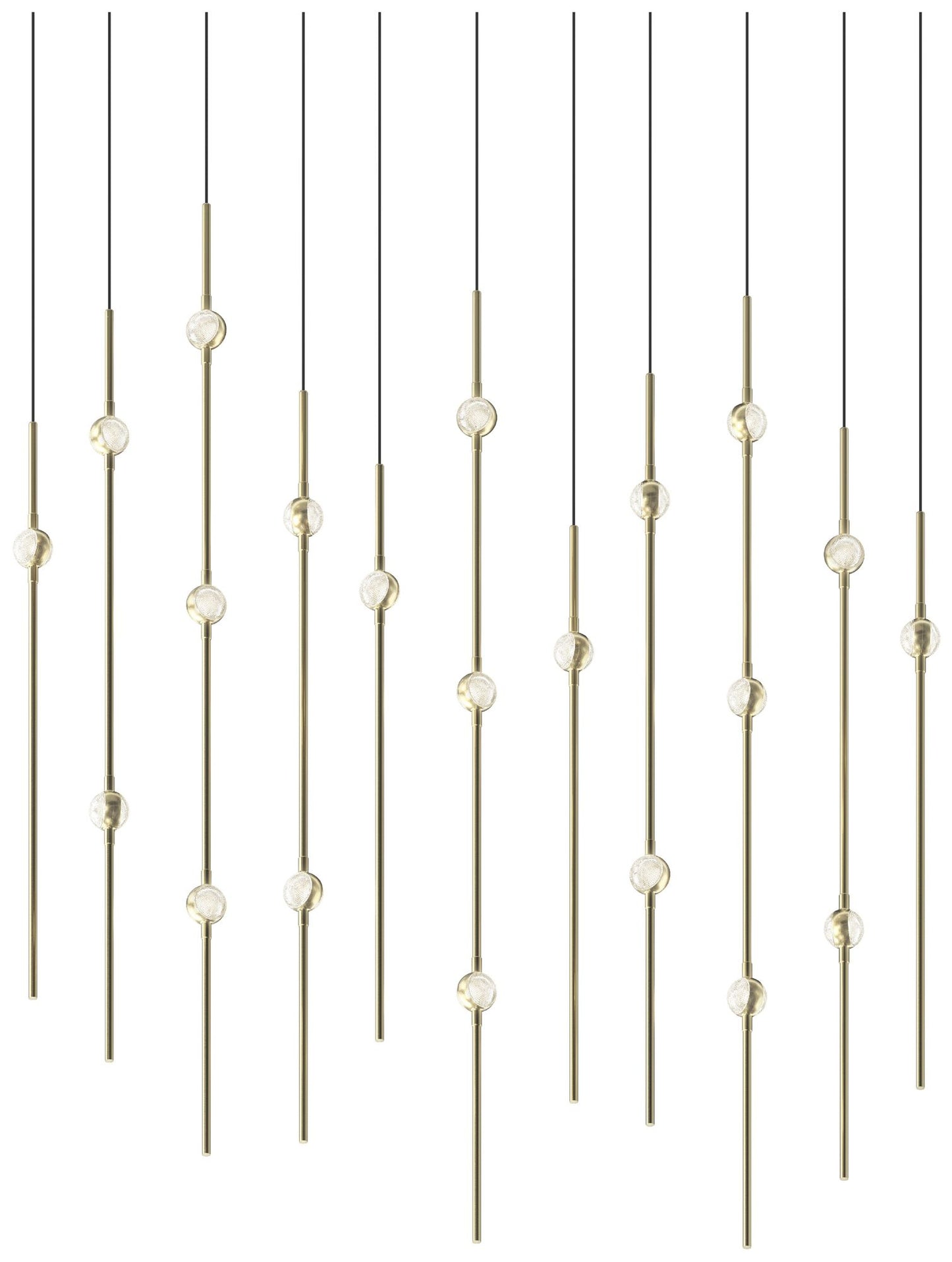 Aries 35.5"W Rectangle Brass 2700K Long Clear Shade LED Pendant