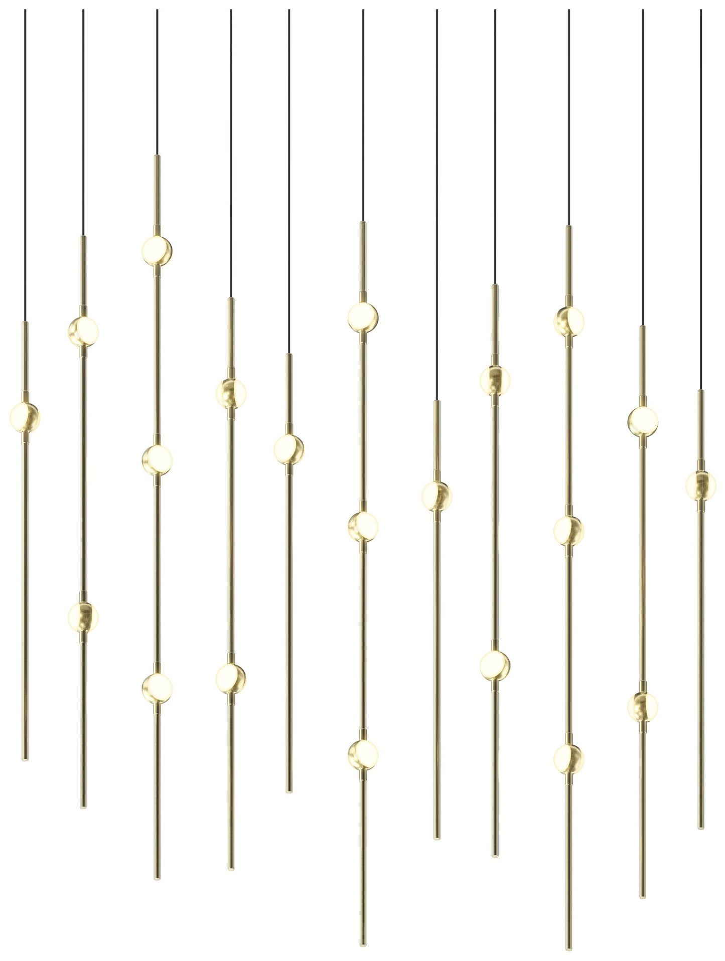 Aries 35.5"W Rectangle Brass 2700K Long White Shade LED Pendant