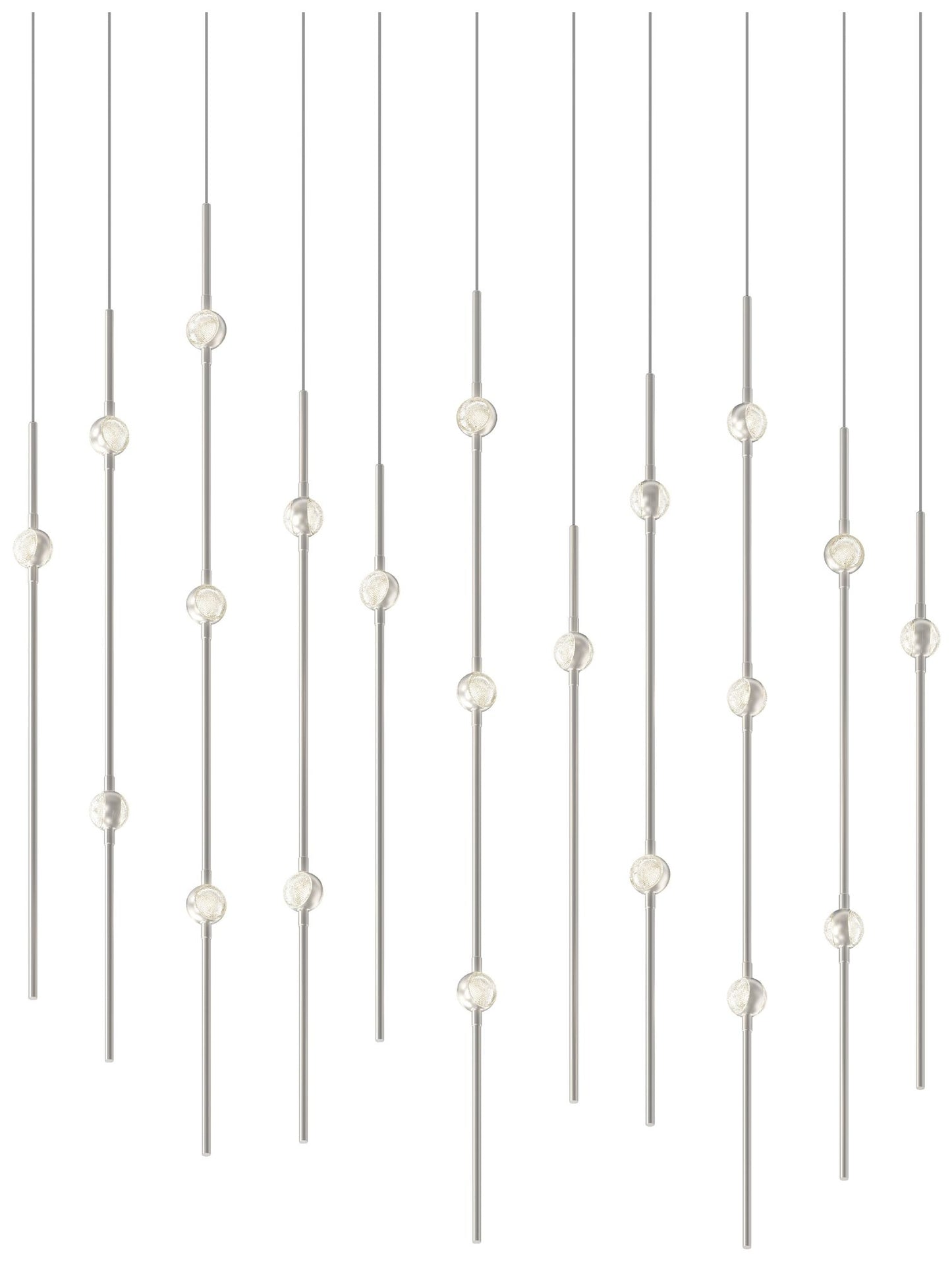 Aries 35.5"W Rectangle Nickel 2700K Long Clear Shade LED Pendant