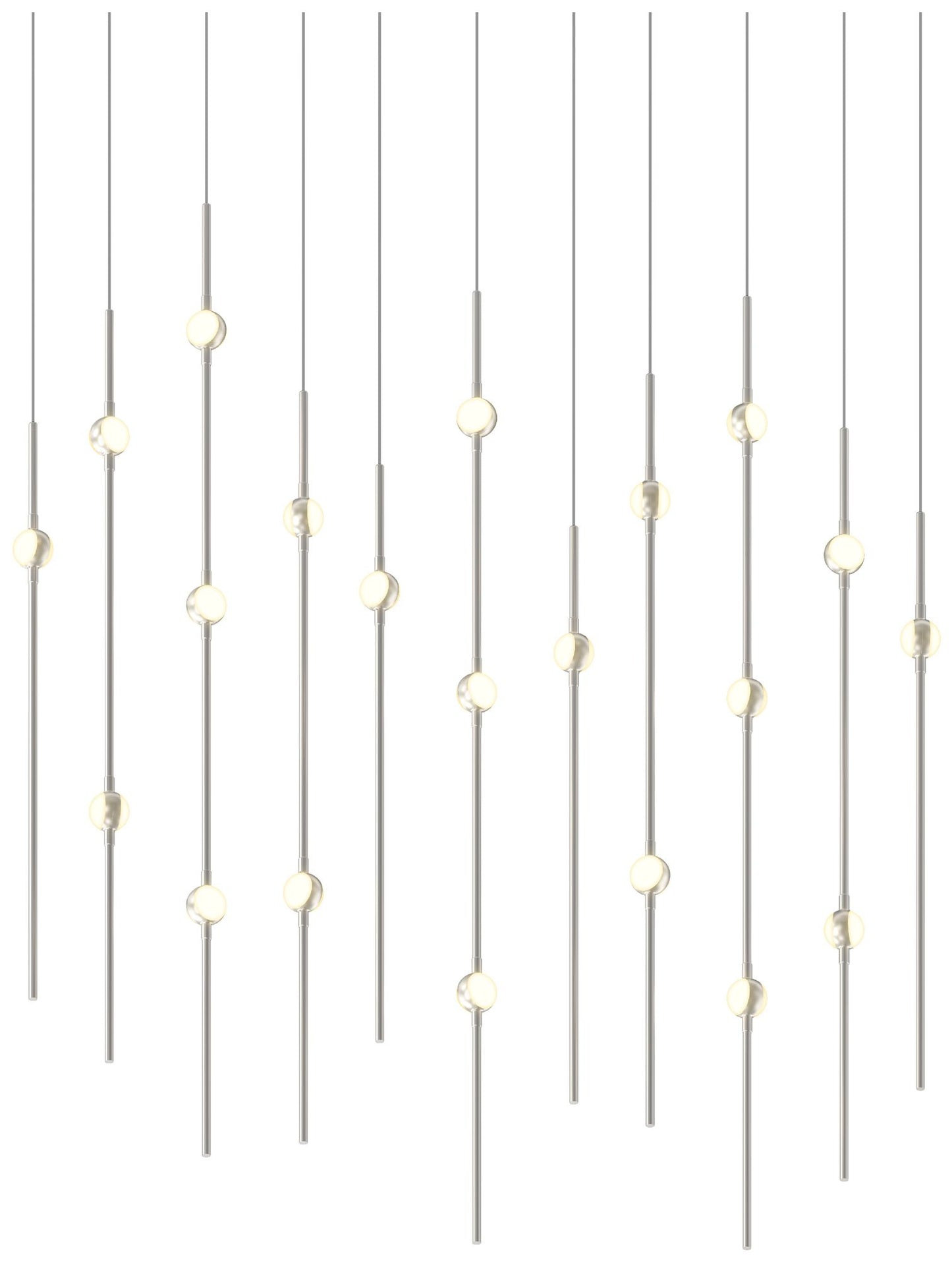 Aries 35.5"W Rectangle Nickel 3000K Long White Shade LED Pendant