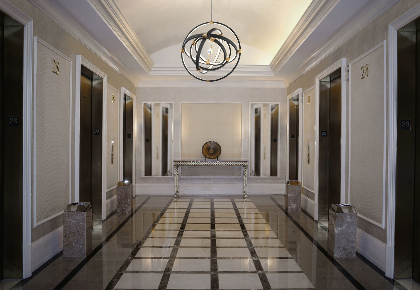 Atomic 36 1/2" Wide Black and Aged Brass LED Pendant Light