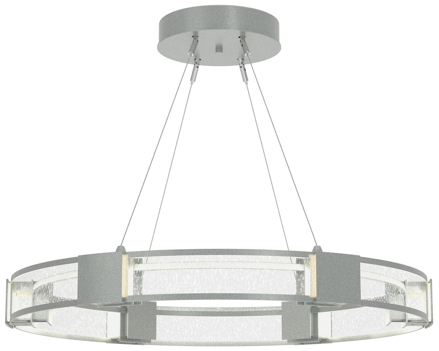 Aura Vintage Platinum Glass Pendant With Seeded Clear Glass