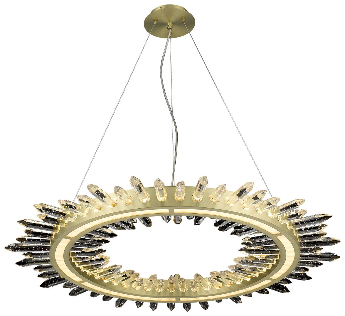 Avenue Lighting Aspen 34.3" Rustic Brass and Crystal Ring Chandelier