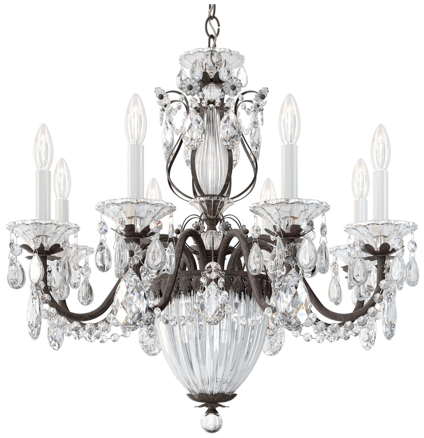 Bagatelle 24.5"H x 26.5"W 11-Light Crystal Chandelier in Heirloom