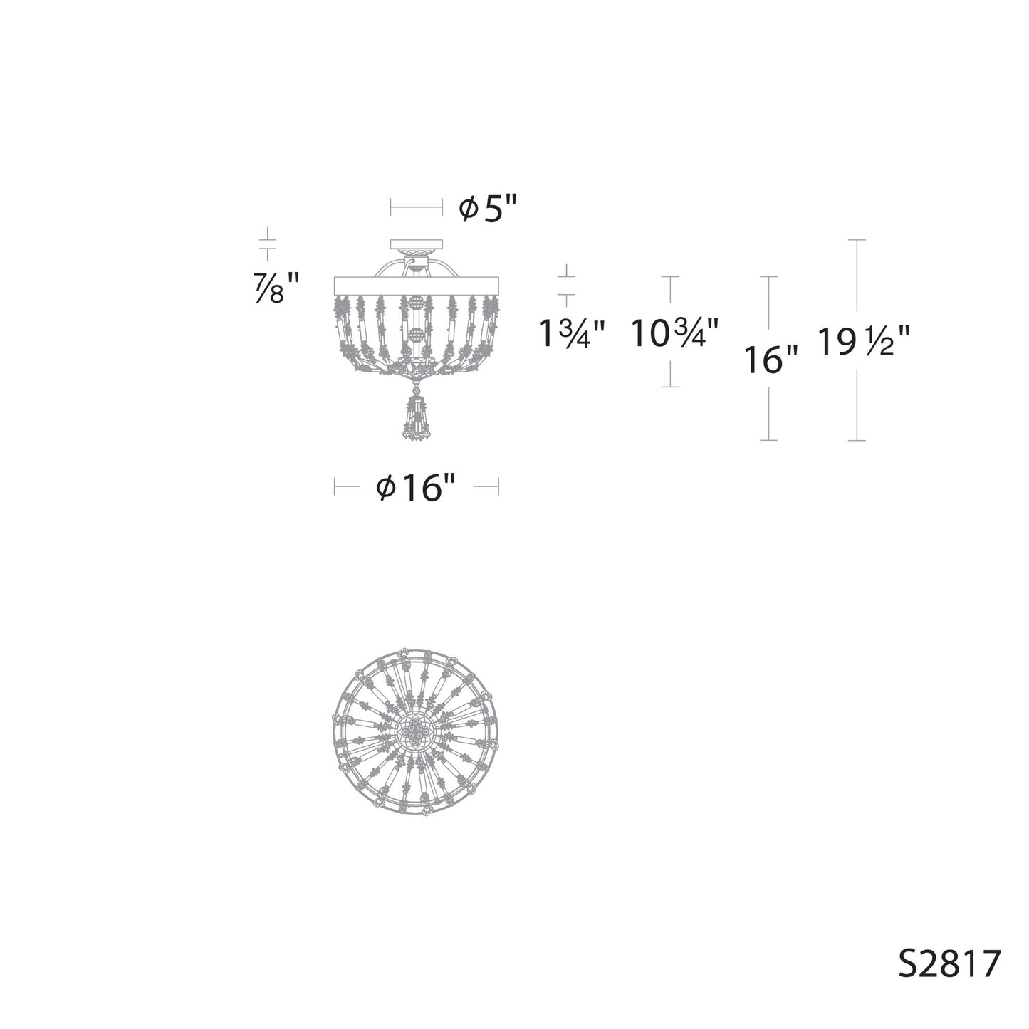 Bali 16" Wide Heirloom Gold Clear Crystal 1-Light Semi-Flush Mount