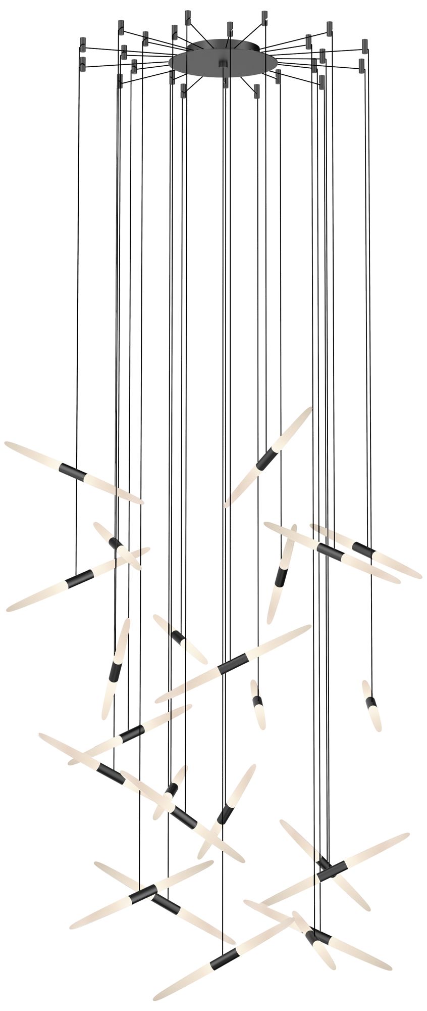 Ballet 24-Light Swag LED Pendant - Satin Black Finish - Frosted Shade
