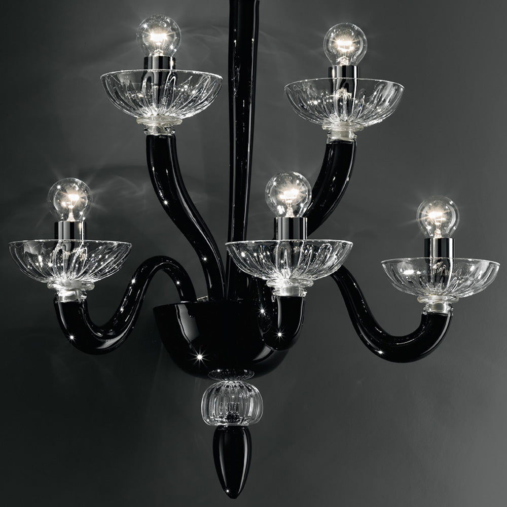Black Murano Glass Modern Wall Light