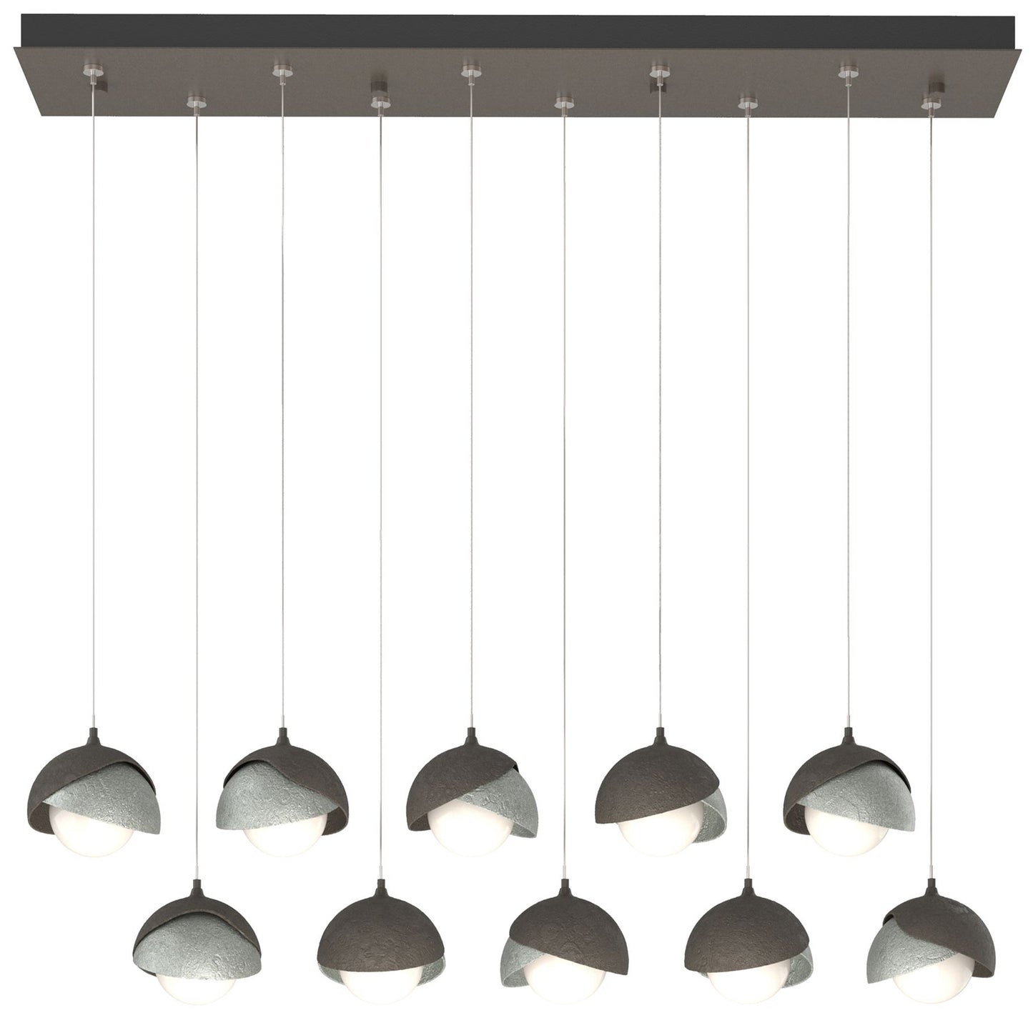 Brooklyn 10-Light Rectangular Pendant - Smoke - Platinum - Opal