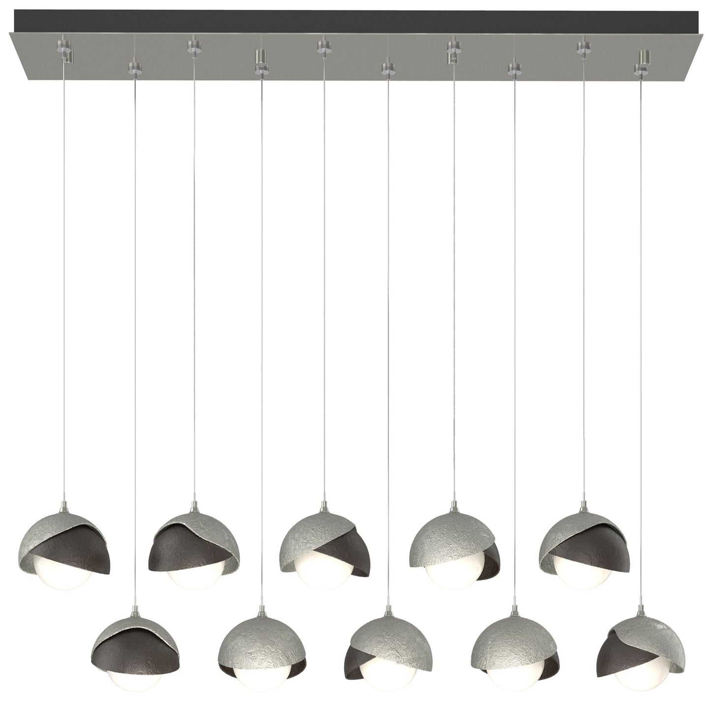 Brooklyn 44.5" Sterling & Rubbed Bronze Rectangular Long 2-Shade P