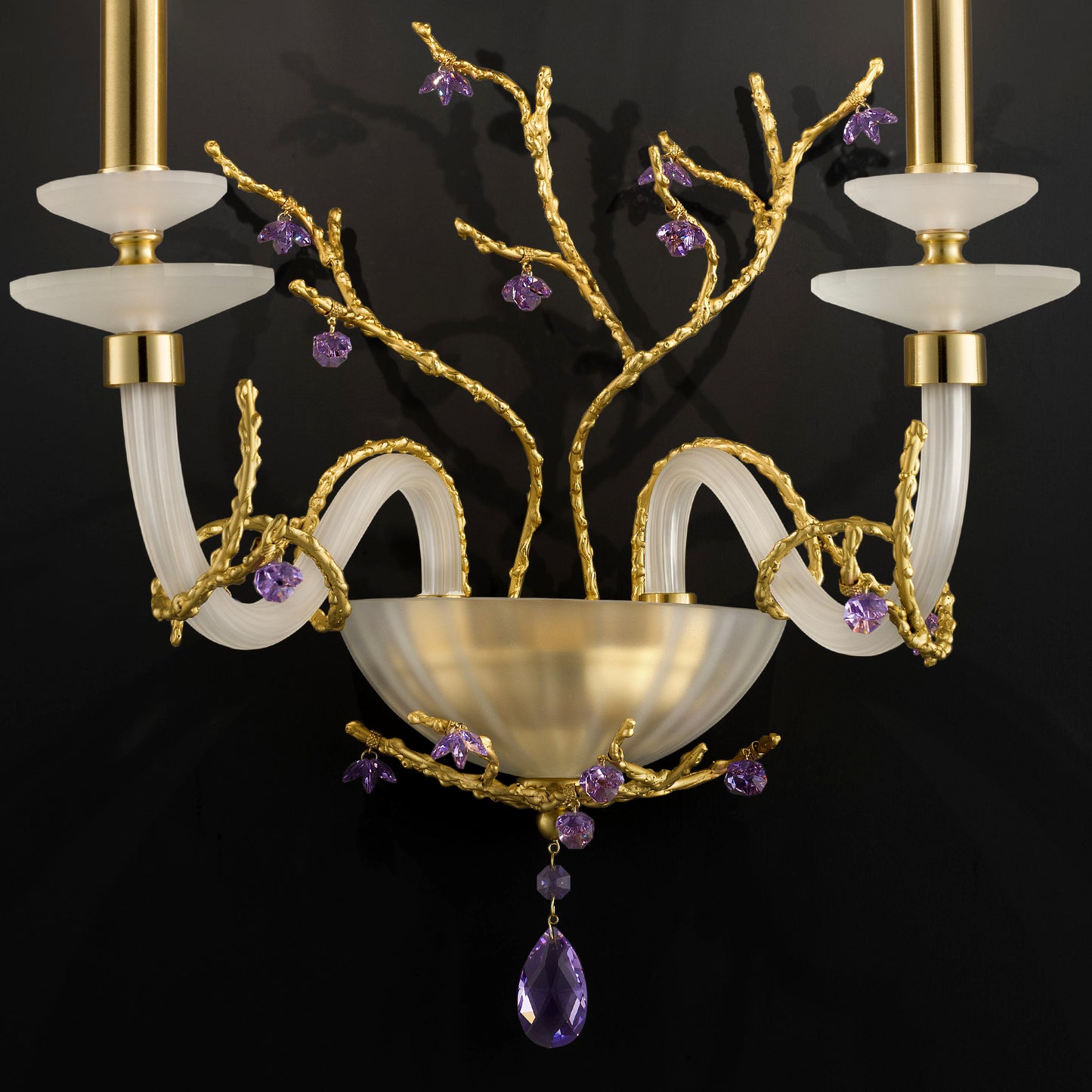 Candle Style Wall Light With Swarovski Crystal Flowers