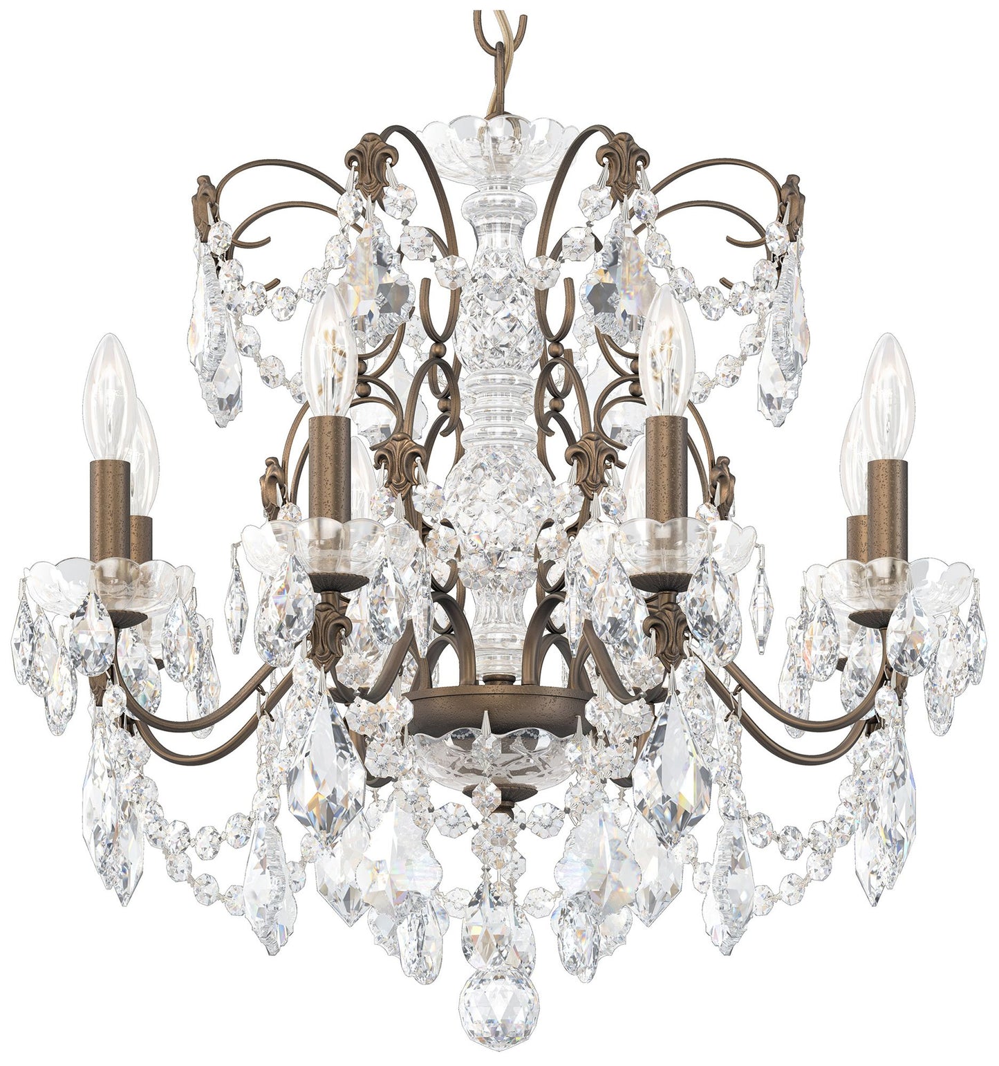 Century 21.5"H x 24"W 8-Light Crystal Chandelier in Etruscan Gold