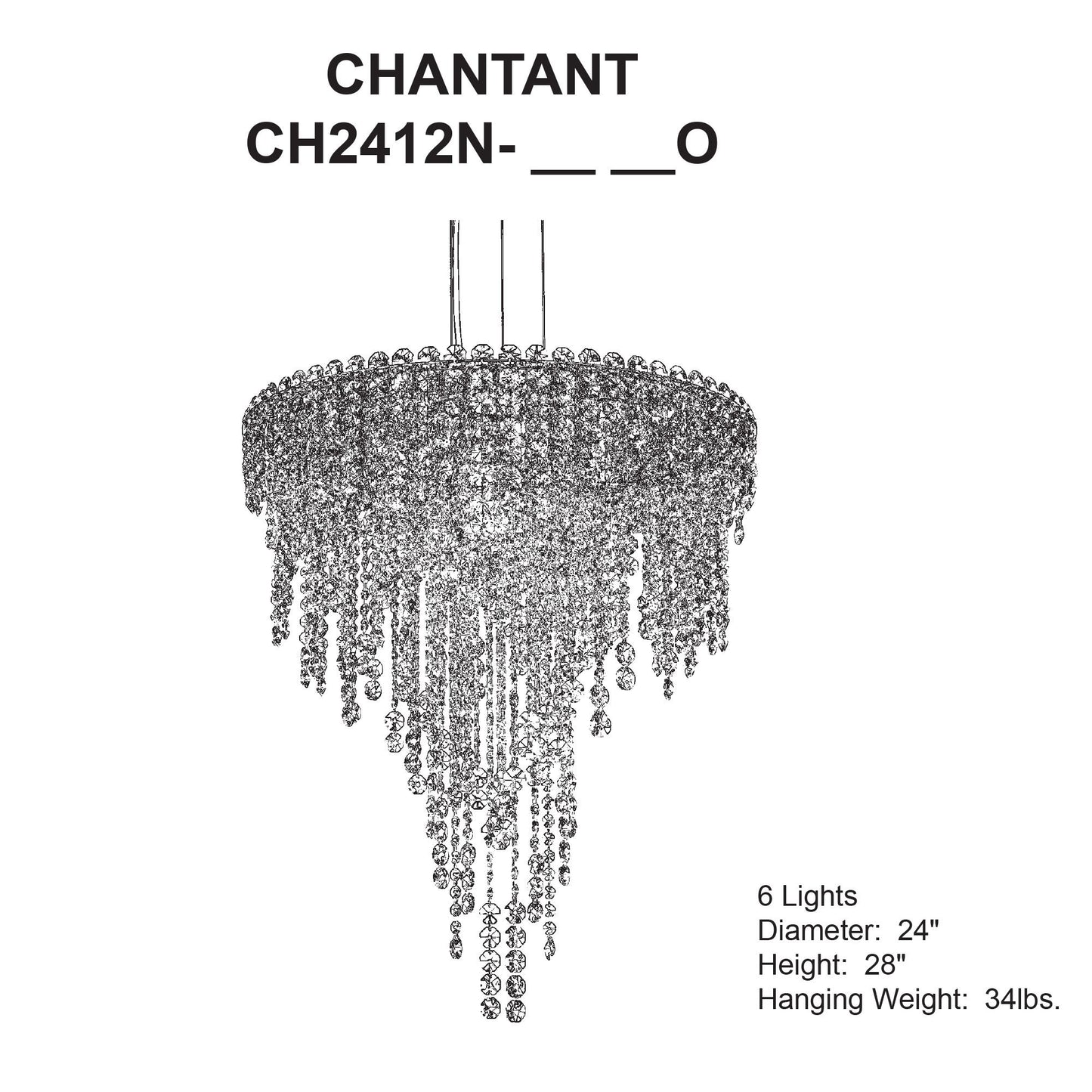 Chantant 24" Wide Polished Steel w/ Optic Crystal Chandelier