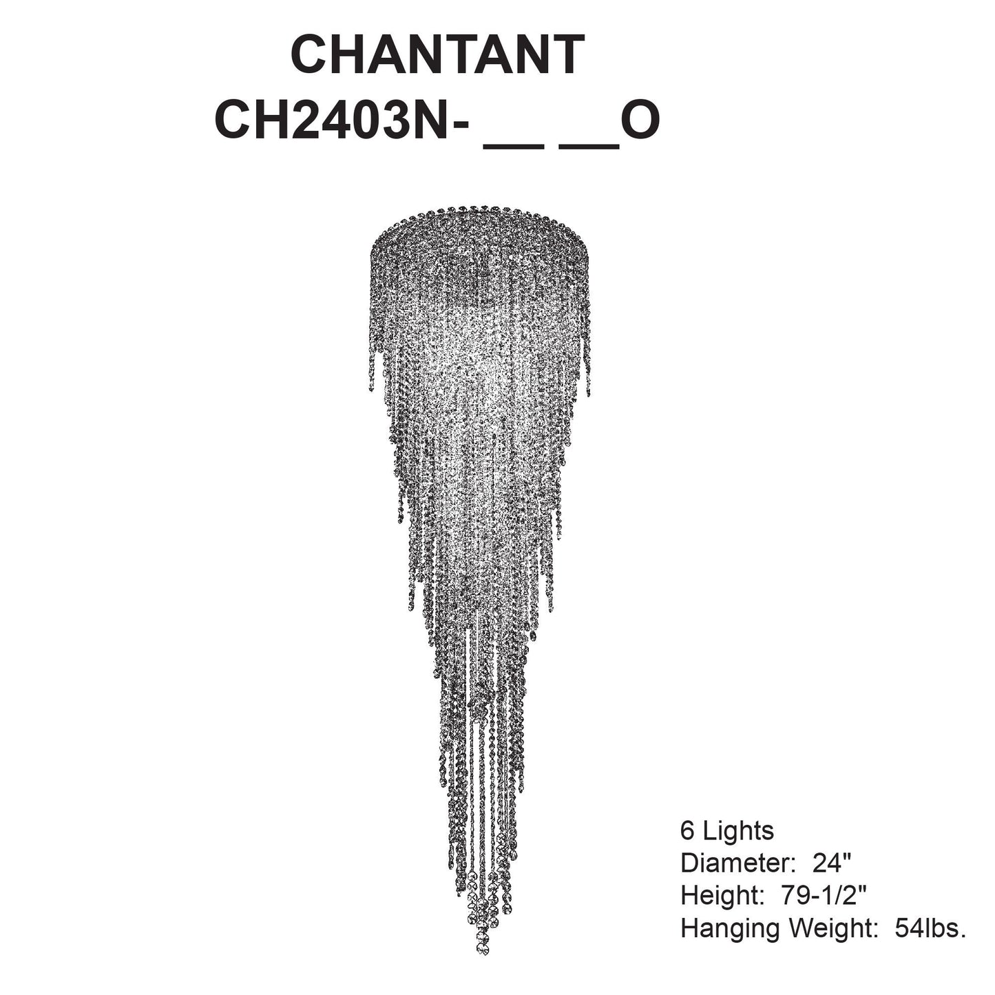 Chantant 79.5"H x 24"W 6-Light Crystal Flush in Pol Stainless Ste