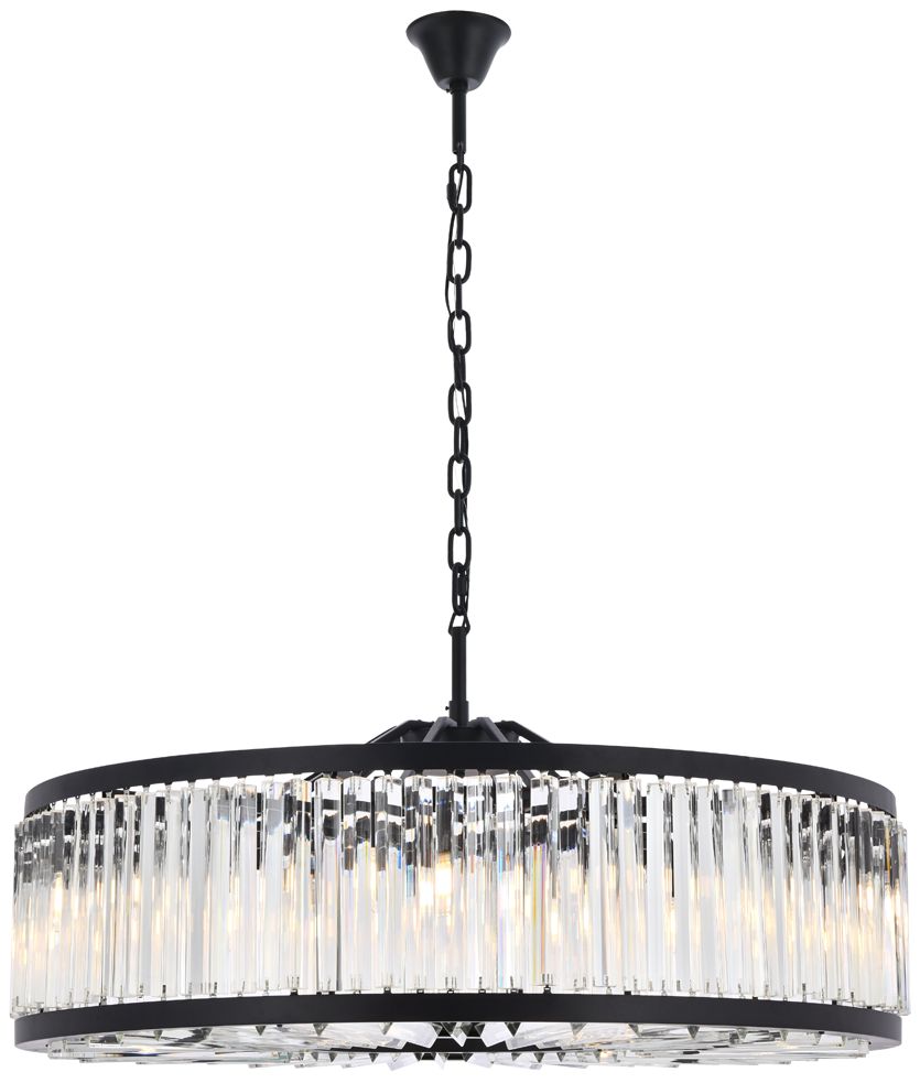 Chelsea 10 Light Matte Black Chandelier Clear