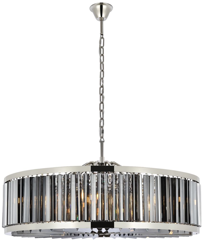 Chelsea 10Lt Polished Nickel Chandelier Silver Shade (Grey)