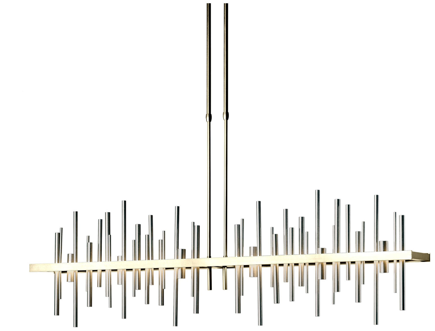 Cityscape 51.9"W Large Modern Brass And Vintage Platinum LED Pendant