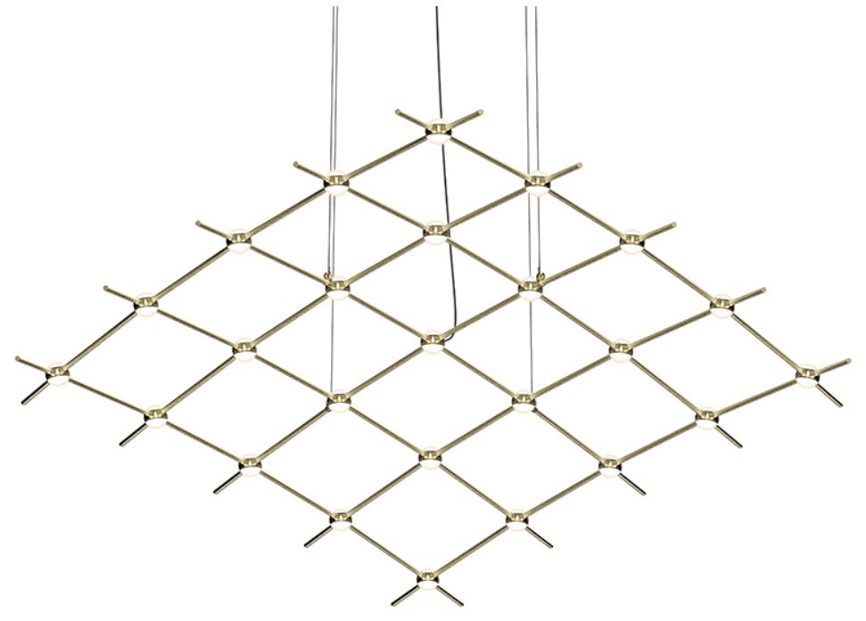 Constellation Aquarius Medius Chandelier - Brass - White Optical Lens