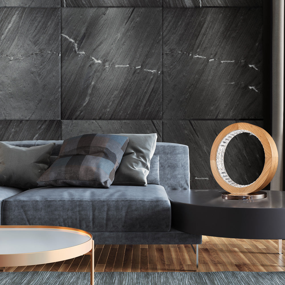 Contemporary Round Wooden Table Lamp