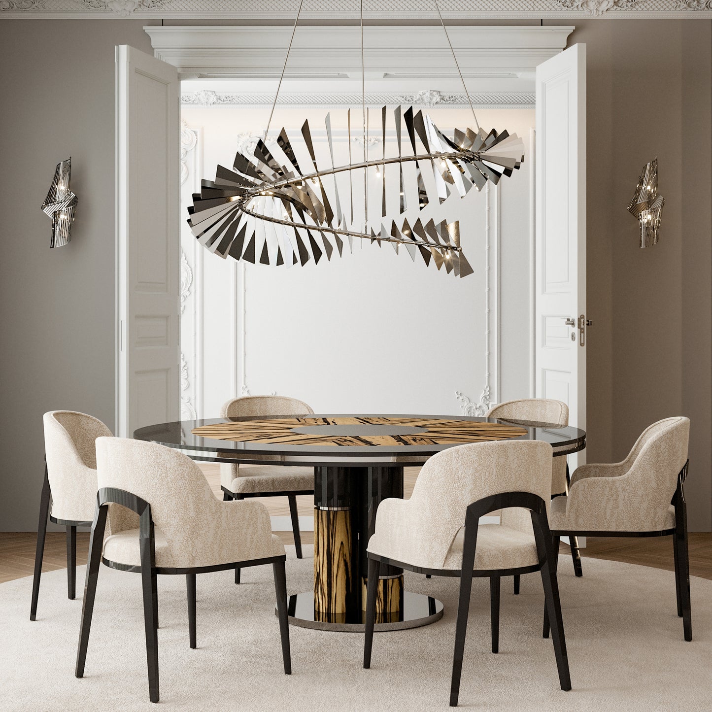 Contemporary Twisted Polished Nickel Wall Light