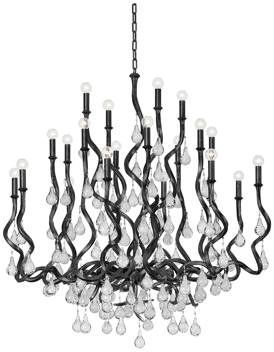 Corbett Lighting Aveline 48 In. Chandelier Black Silver Leaf