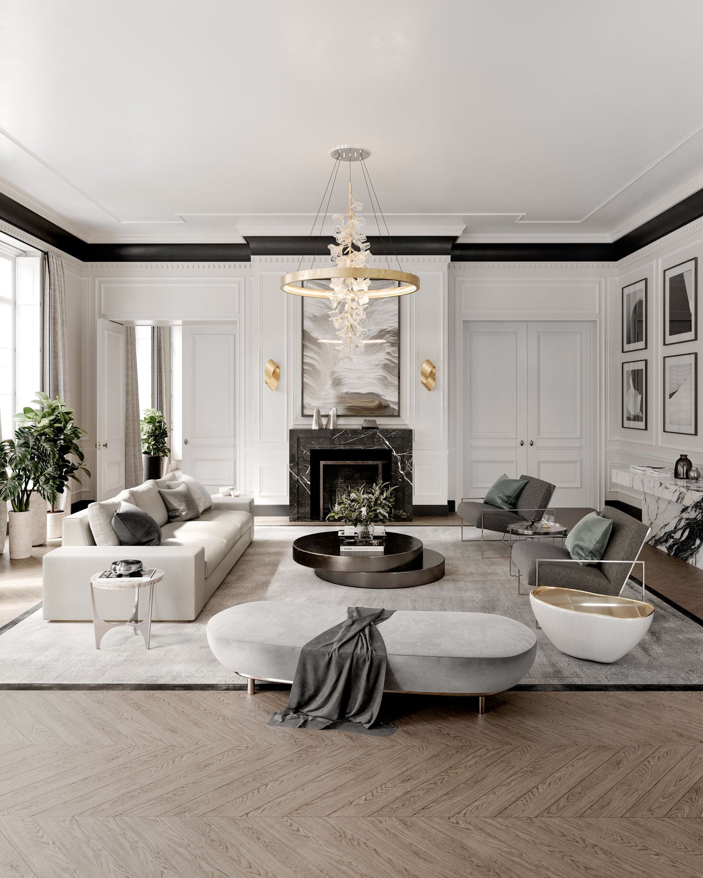 Corbett Lighting Jasmine 36" Wide LED Gold Leaf Flower Ring Chandelier