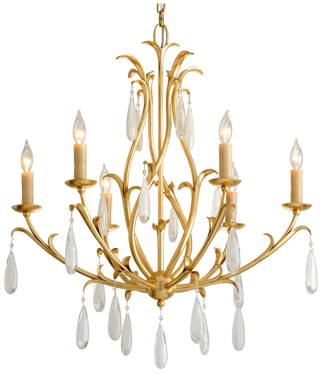 Corbett Prosecco 30" Wide Gold Leaf 6-Light Chandelier