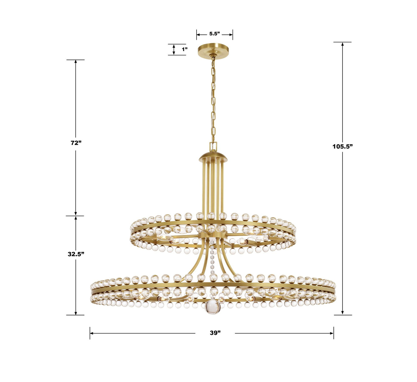 Crystorama Clover 40" Wide Aged Brass 2-Tier Chandelier
