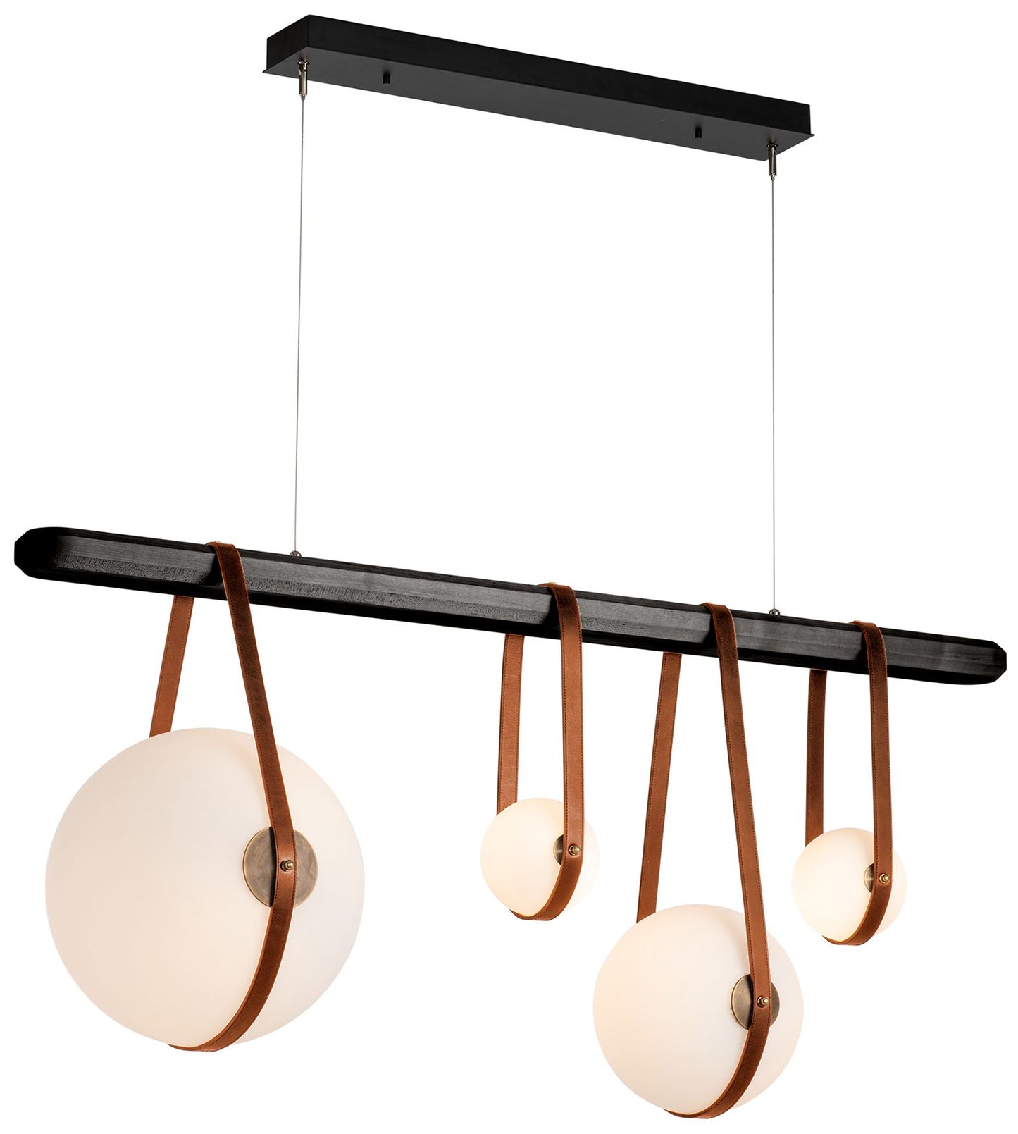 Derby Linear 4-Light LED Pendant - Brass - Brown - Black - Opal - Standard