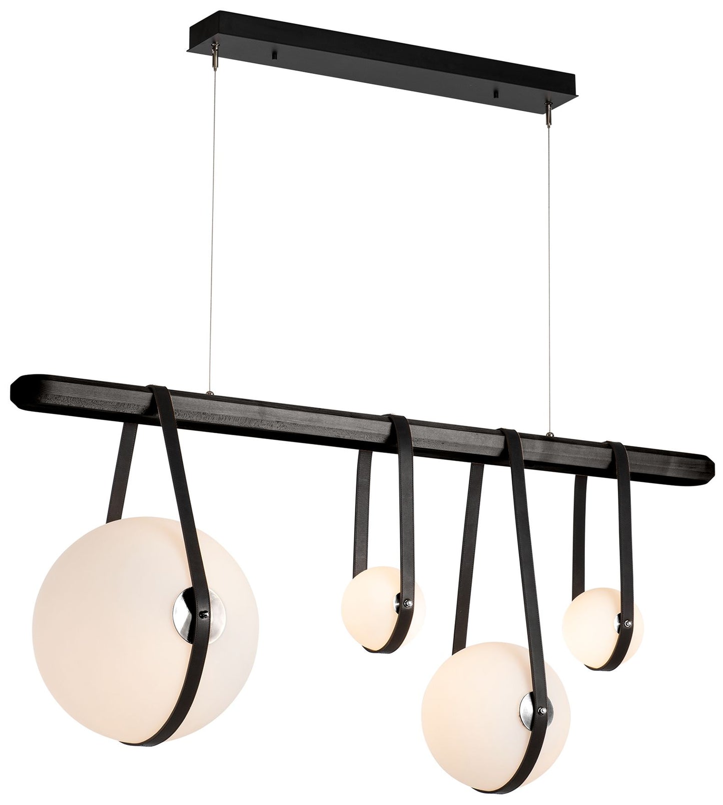 Derby Linear 4-Light LED Pendant - Nickel - Black - Black - Opal - Standard