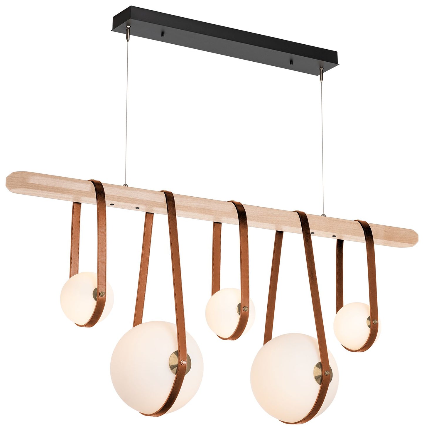 Derby Linear 5-Light LED Pendant - Brass - Brown - Maple - Opal - Standard