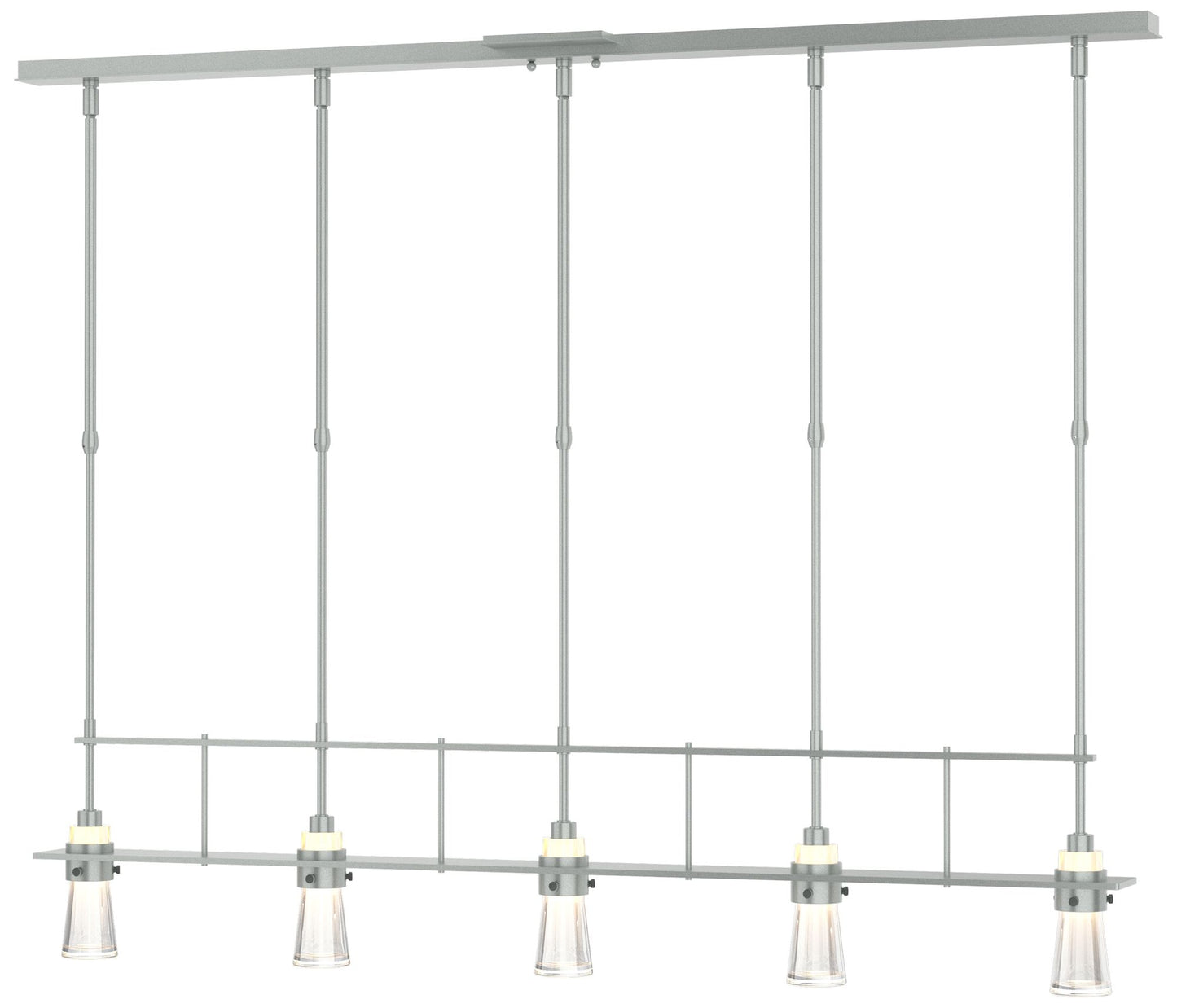 Erlenmeyer 48"W 5 Light Standard Pendant w/ Clear Glass Shade