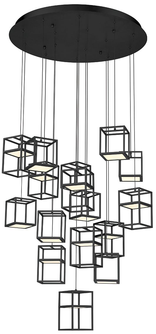 Eurofase Ferro 32" Wide Matte Black 16-Light LED Pendant