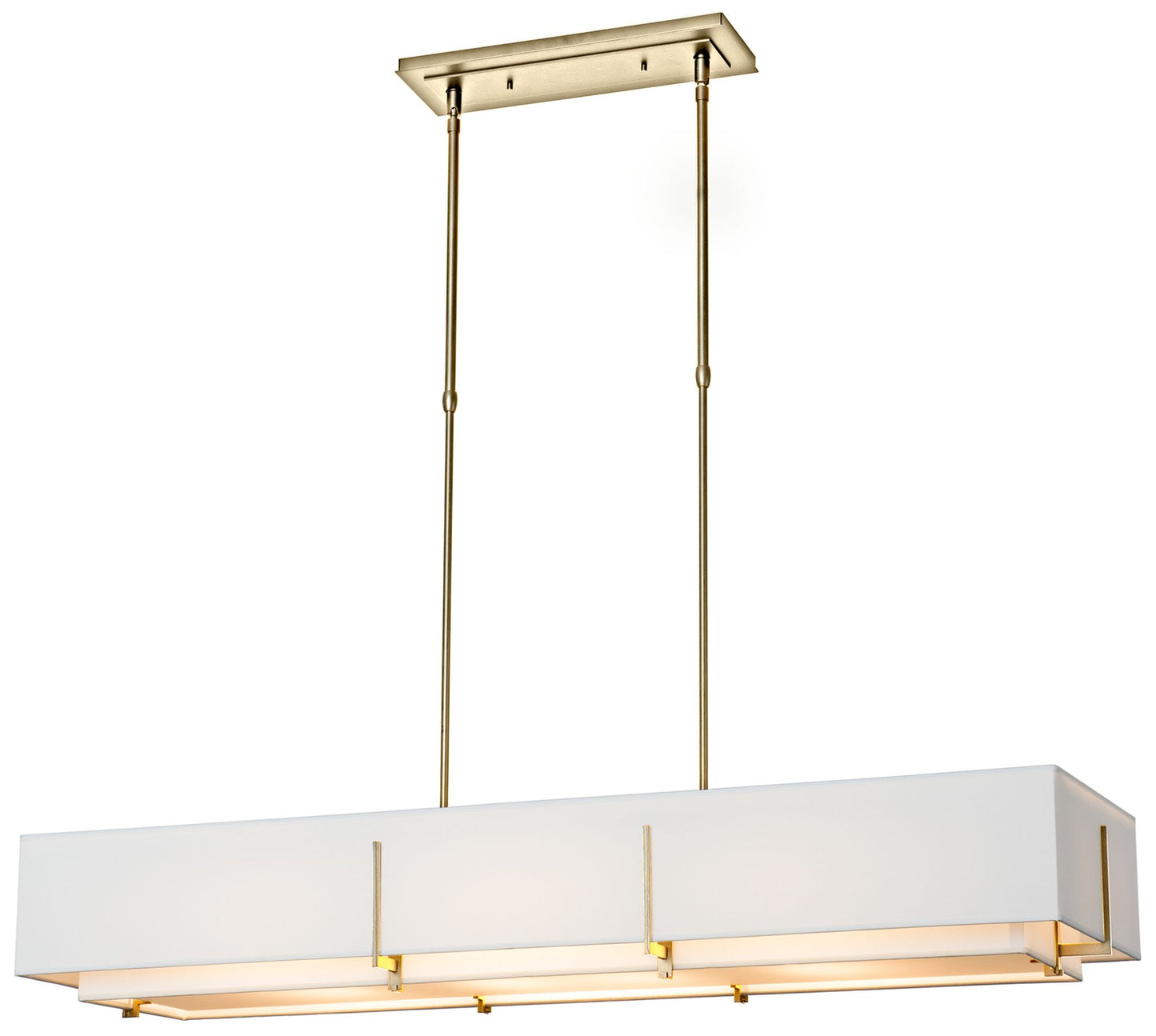 Exos Rectangular Pendant - Brass - Natural Shades - Standard Height