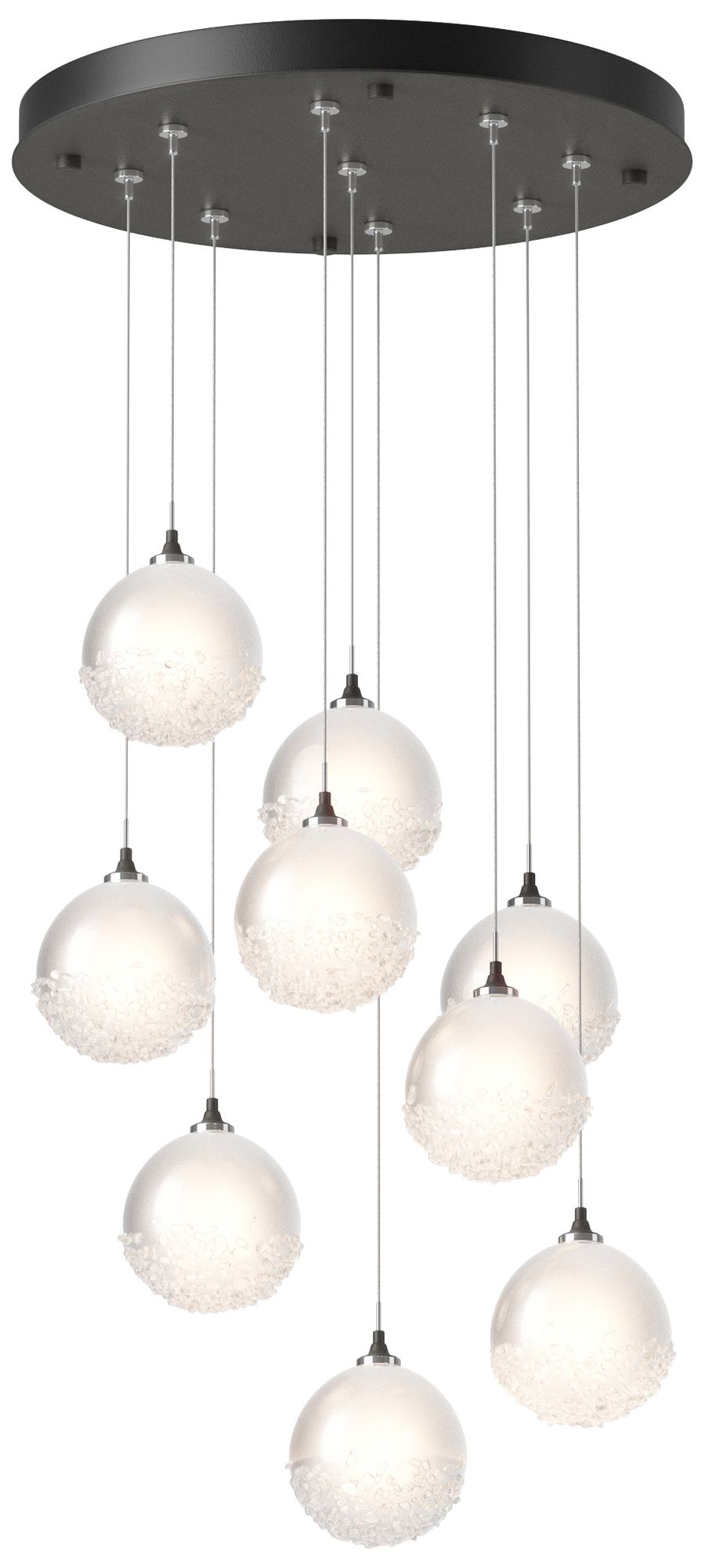 Fritz Globe 20.5"W 9-Light Natural Iron Long Pendant w/ Frosted Glass