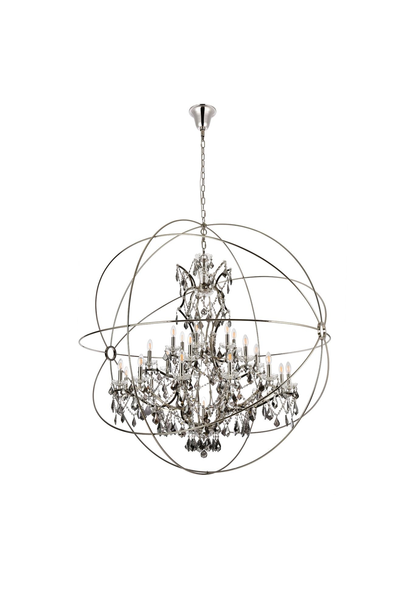 Geneva 25 Lt Polished Nickel Chandelier Silver Shade (Grey)