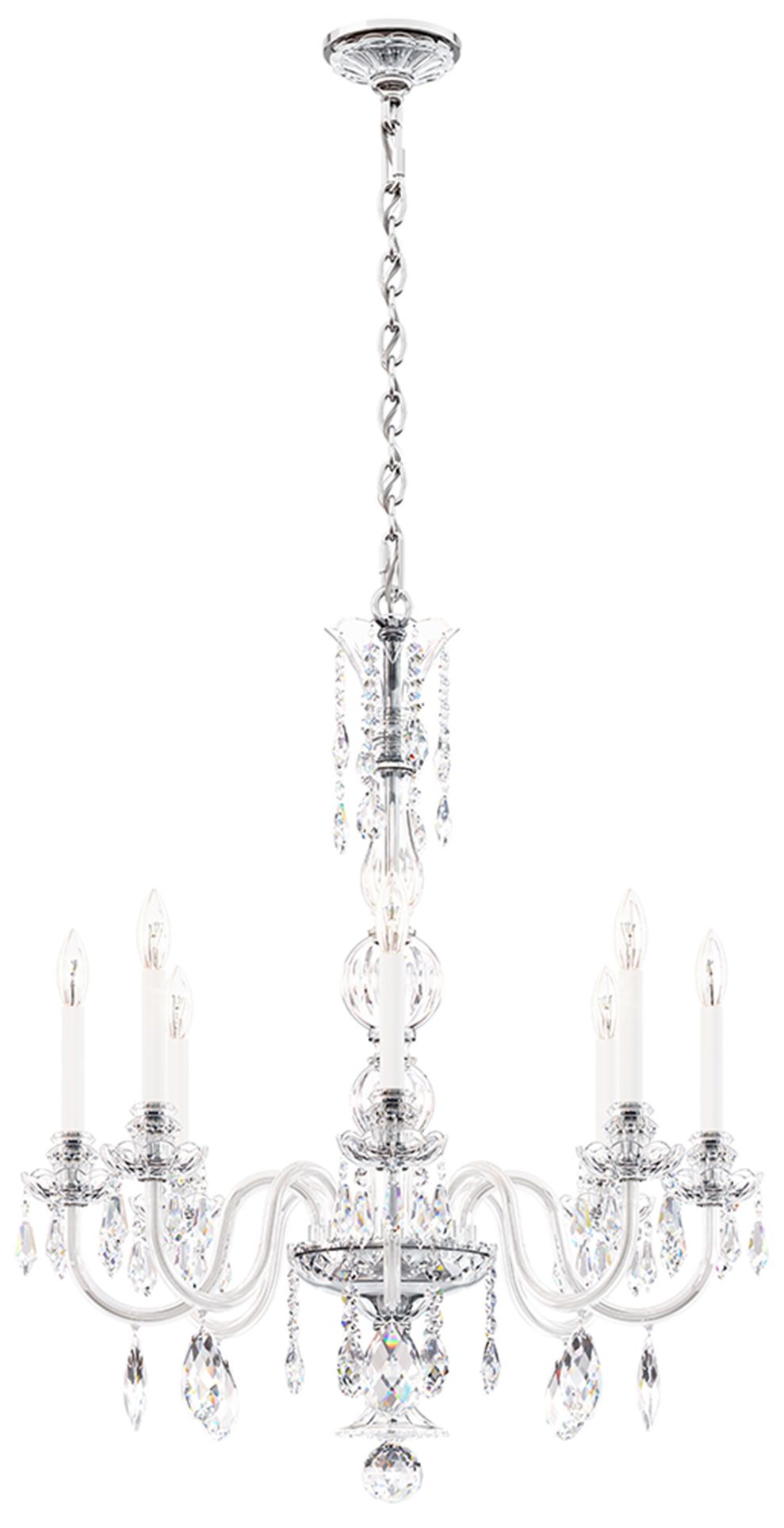 Hamilton Nouveau 35"H x 28"W 7-Light Crystal Chandelier in Silver