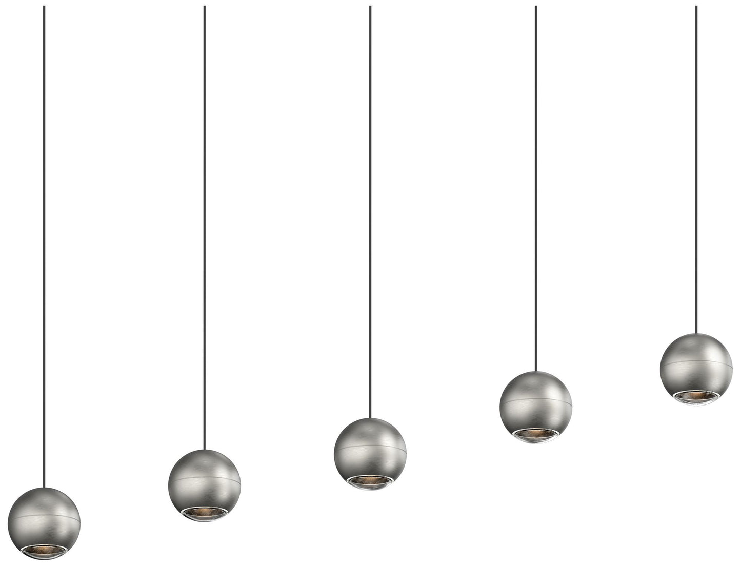 Hemisphere 15" 5 Light Natural Anodized Linear Pendant