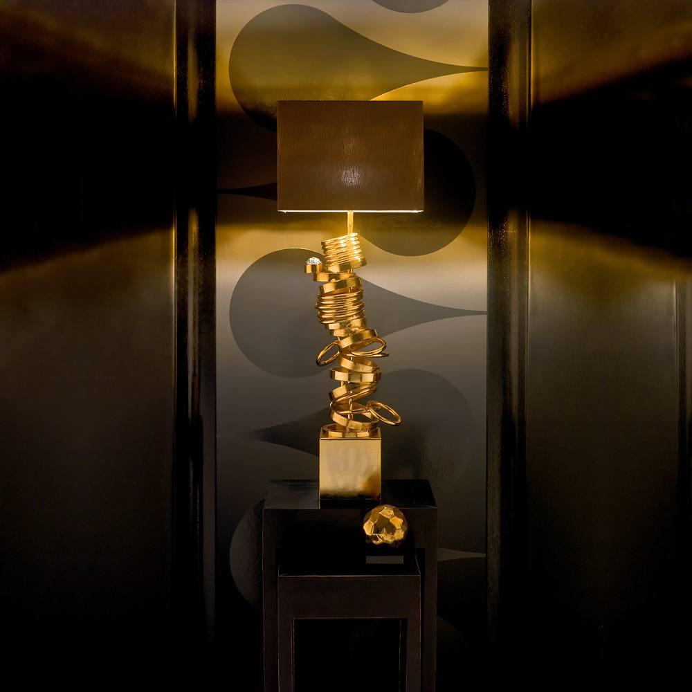 Large High End Handcrafted Contemporary Italian Gold Lamp