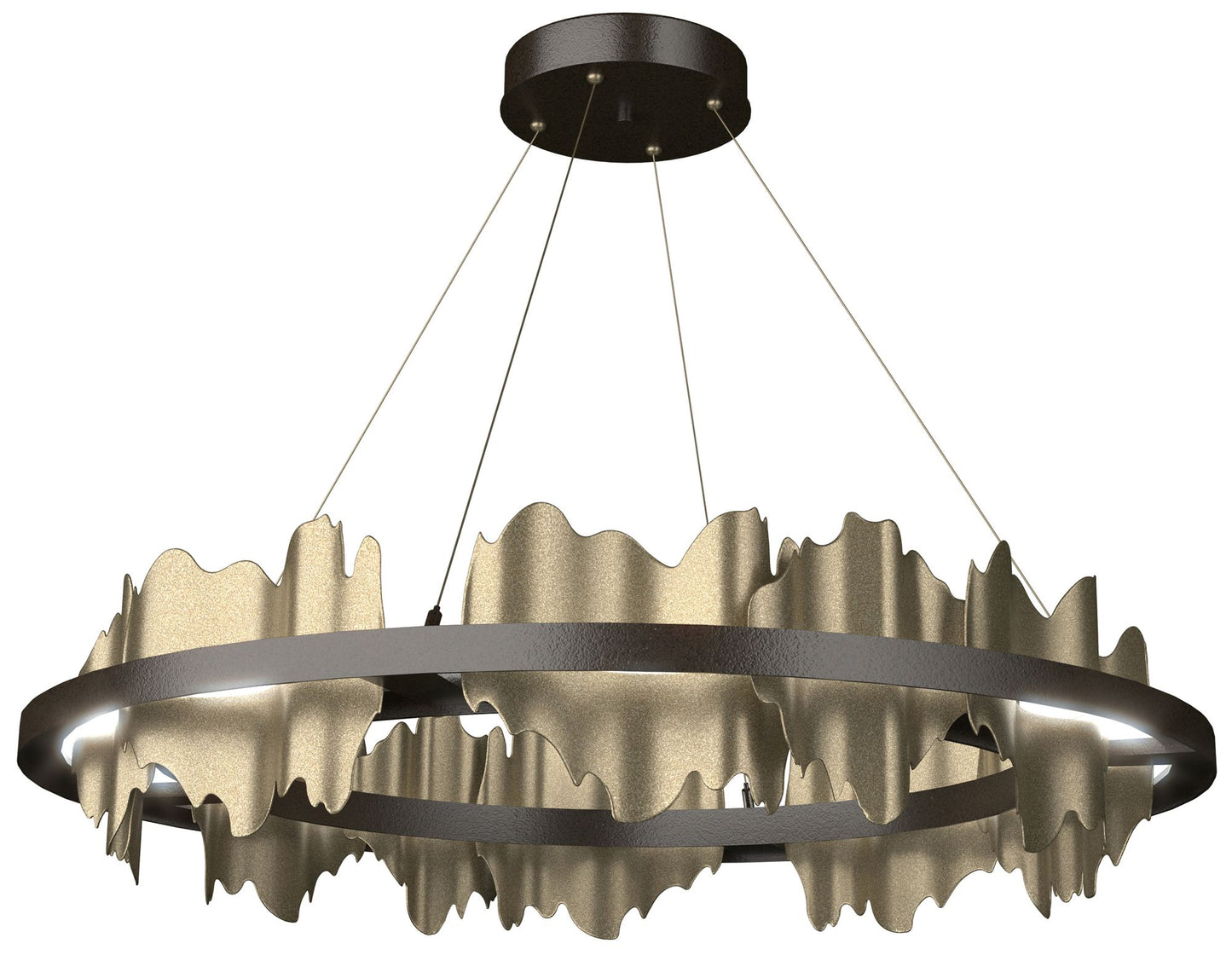 Hildene 38"W Gold Accented Circular Oil Rubbed Bronze Standard LED Pen